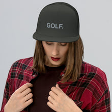 Load image into Gallery viewer, Golf Trucker Cap Gray text